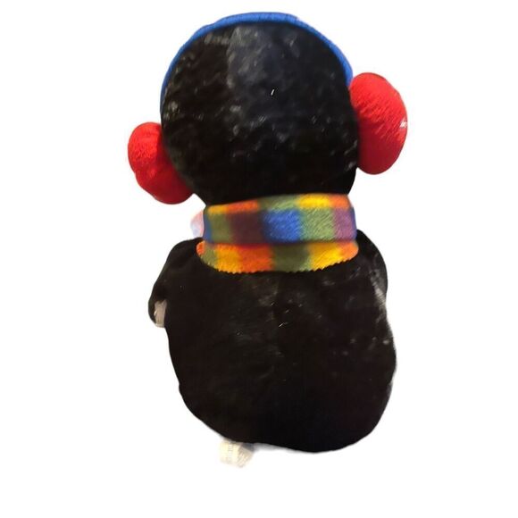Commonwealth Plush Multicolor Stuffed Penguin with Red Ear Muffs Plaid Scarf 18” - Picture 4 of 13